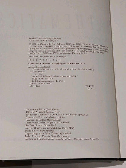 Ethnomathematics : A Multicultural View of Mathematical Ideas - Ascher 1991 Hb5