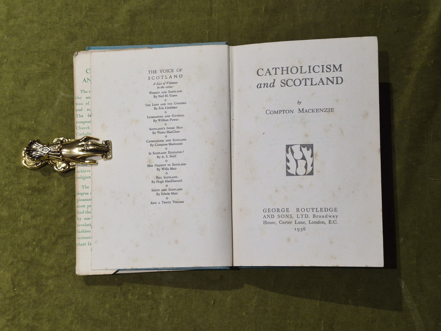 Catholicism and Scotland - Compton Mackenzie - Routledge 1936 HB DJ4