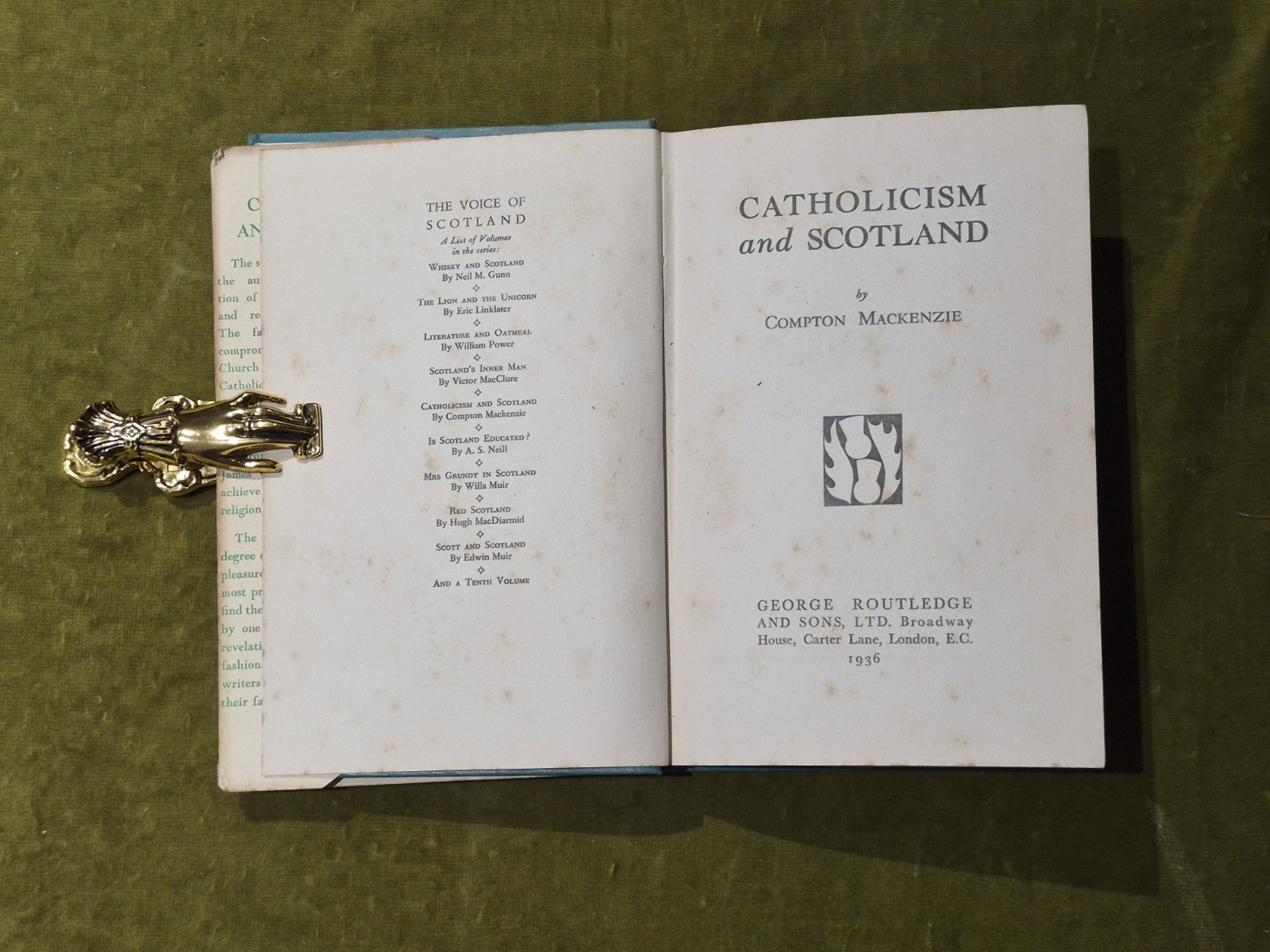 Catholicism and Scotland - Compton Mackenzie - Routledge 1936 HB DJ4