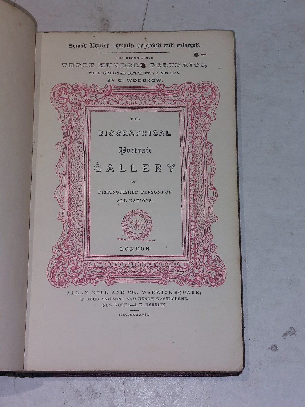 G. Woodrow  Biographical Portrait Gallery 1837 Three Hundred Portraits3