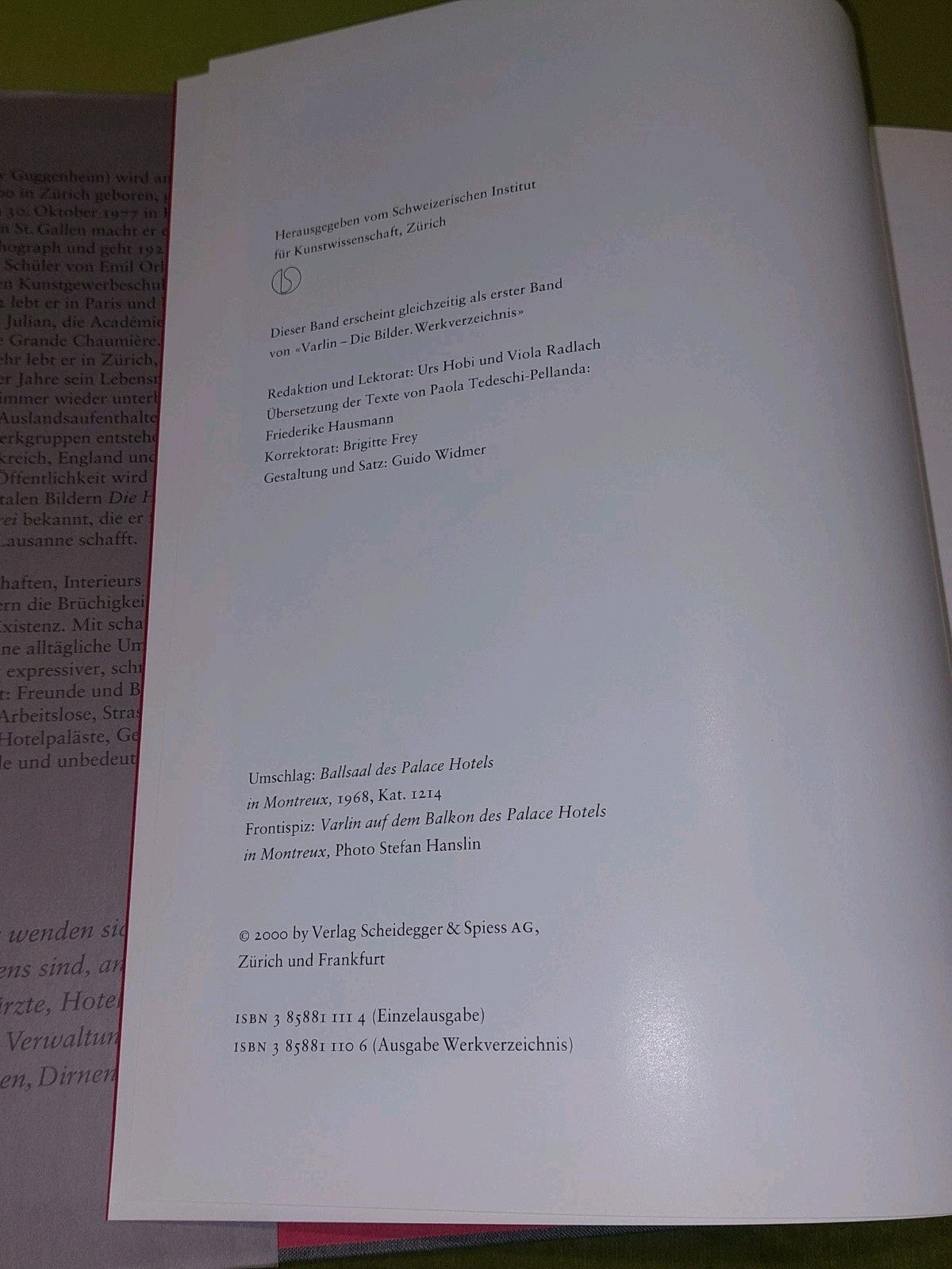 Varlin  Art Book  Tedeschipellanda & Guggenheim (2000) German Hb6