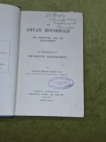The Aryan Household its Structure and its Development, William Edward Hearn 18786