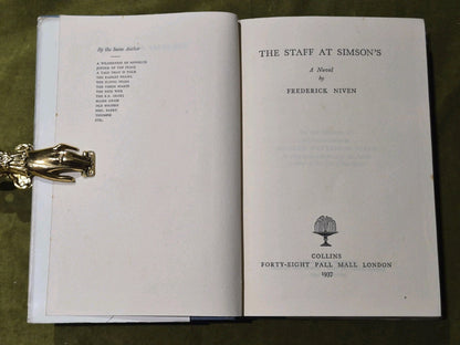 The Staff at Simson's - Frederick Niven 1937 hardback with dust jacket4