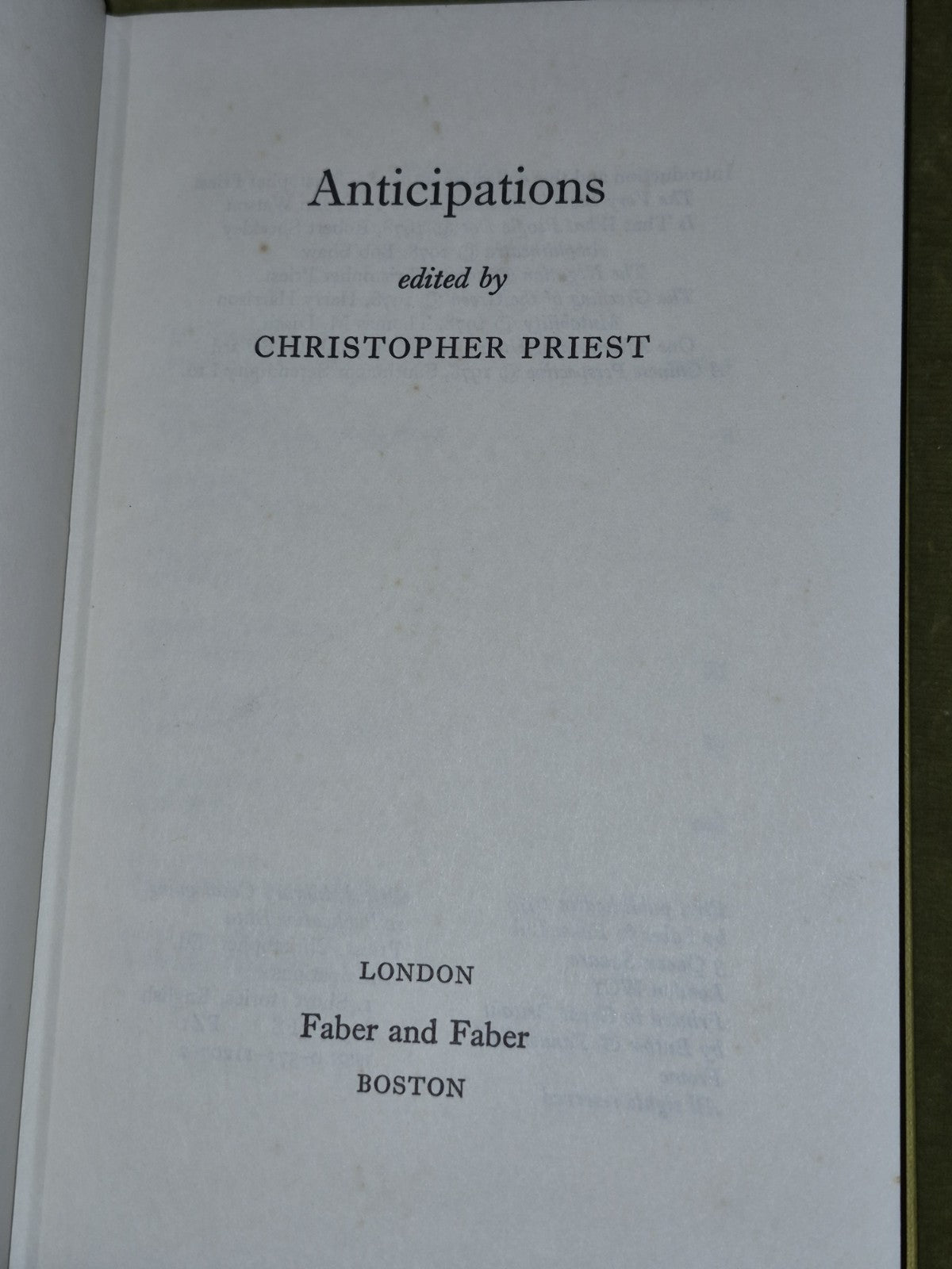 Anticipations, A Collection of Eight New Stories 1st/1st 19783