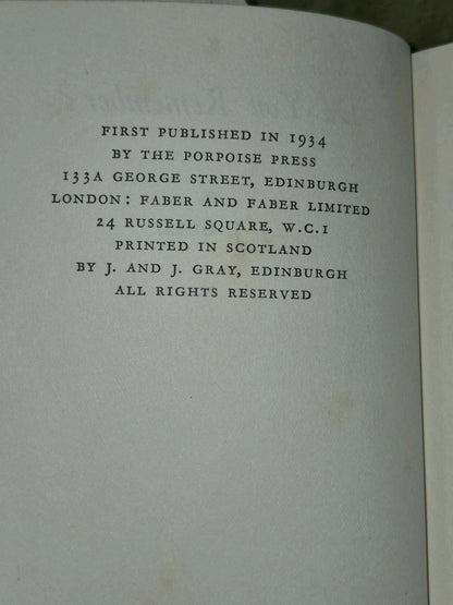 Do You Remember? J. J. Bell. 1934 1st Edition. Scottish History Glasgow4