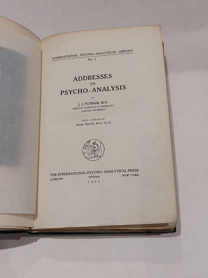 Addresses on Psycho-Analysis by J. J. Putnam (1921) 1st Ed Hb Book2