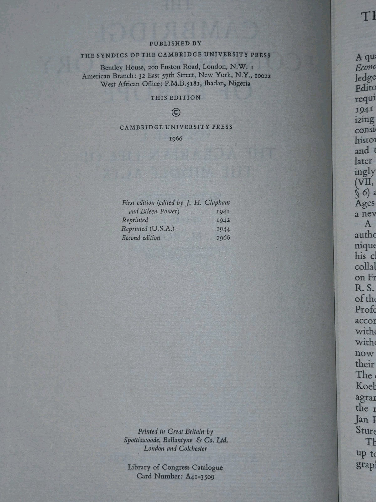 The Cambridge Economic History of Europe Volumes 1, 3, 4, 5, 6 (pt 1&2) (1966)4