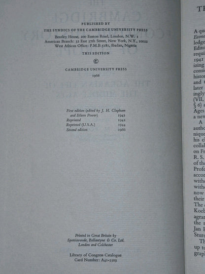 The Cambridge Economic History of Europe Volumes 1, 3, 4, 5, 6 (pt 1&2) (1966)4