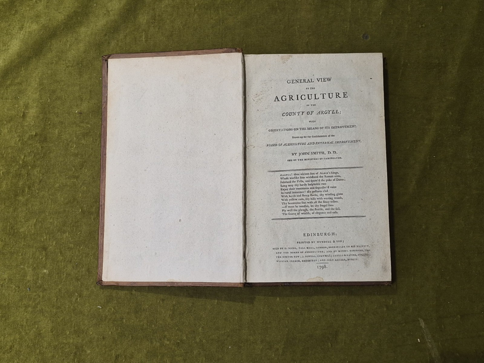 General View of the Agriculture of the County of Argyll - John Smith , 17983
