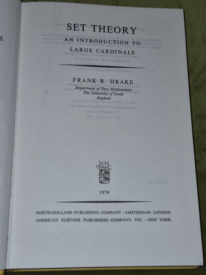 Set Theory - Introduction To Large Cardinals - Frank Drake - Studies In Logic6