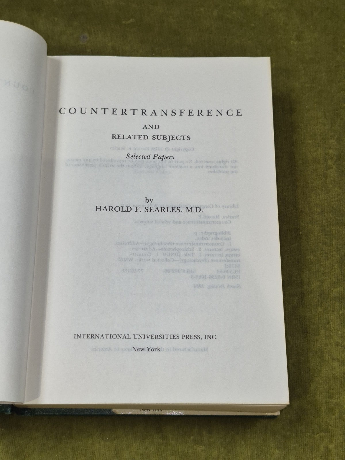 Countertransference and Related Subjects : Selected Papers by Harold F. Searles5