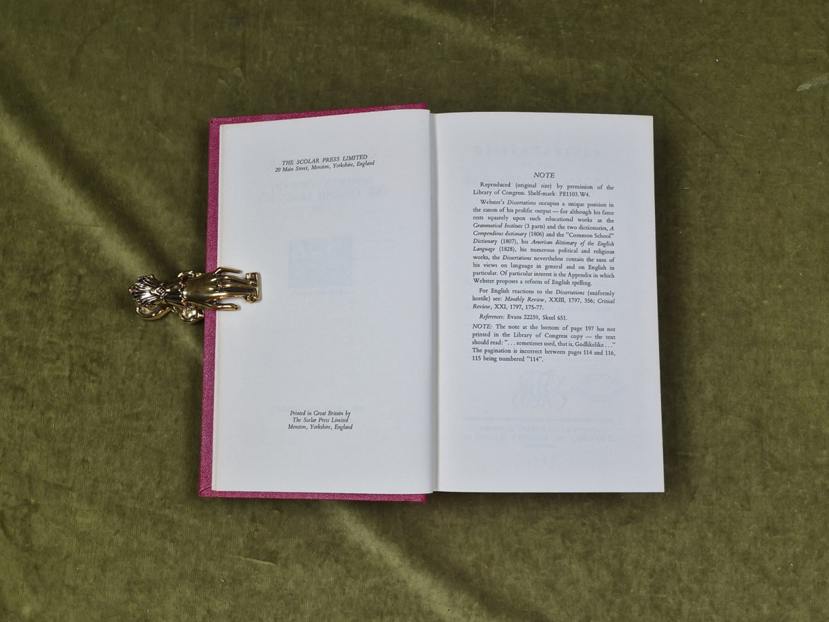 Dissertations on the English Language 1789 - Noah Webster , Scolars Press 19675