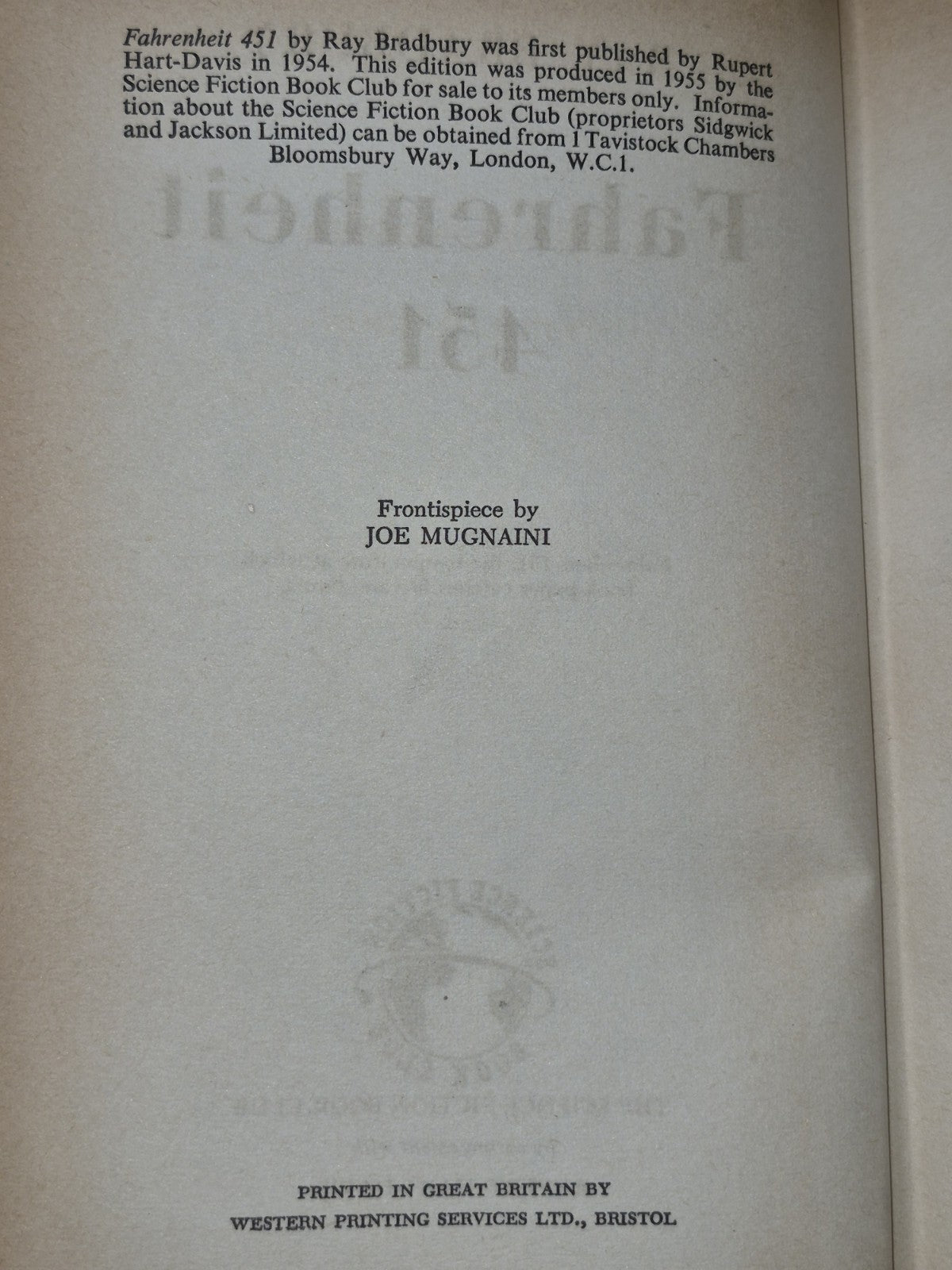 Farenheit 451 True First Edition Science Fiction Book Club6