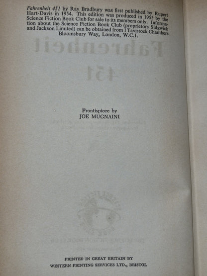 Farenheit 451 True First Edition Science Fiction Book Club6