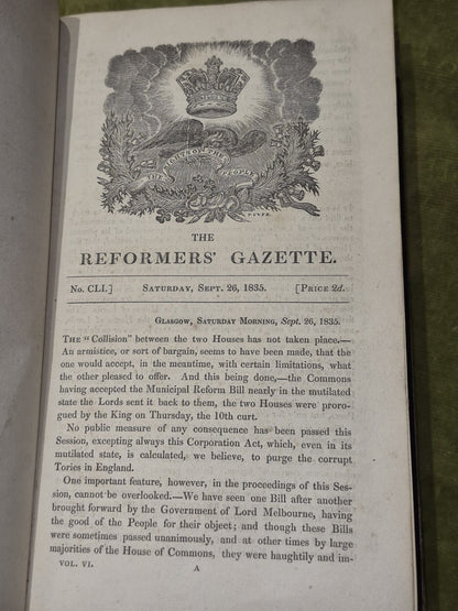 The Loyal Reformers' Gazette Glasgow First 5 Volumes 1831-18356