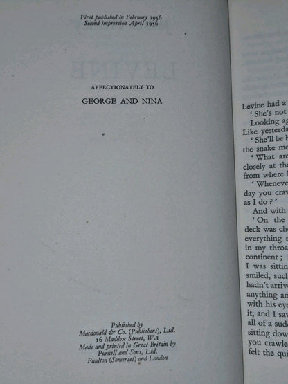 Levine James Hanley 1956 First Edition Second Impression DJ4