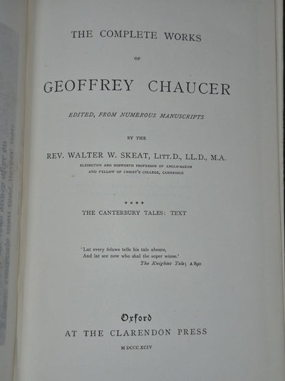 The Complete Works of Geoffrey Chaucer 1894 Oxford Clarendon Volume 4 5