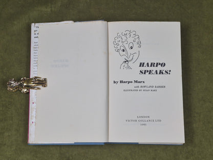 Harpo Marx, Rowland Barber / HARPO SPEAKS 1st Edition 1961 Gollancz HB DJ4