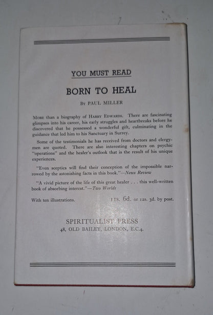 Psychic Healing Harry Edwards 1959 HC DJ  Spiritualist Press Signed By Author 1