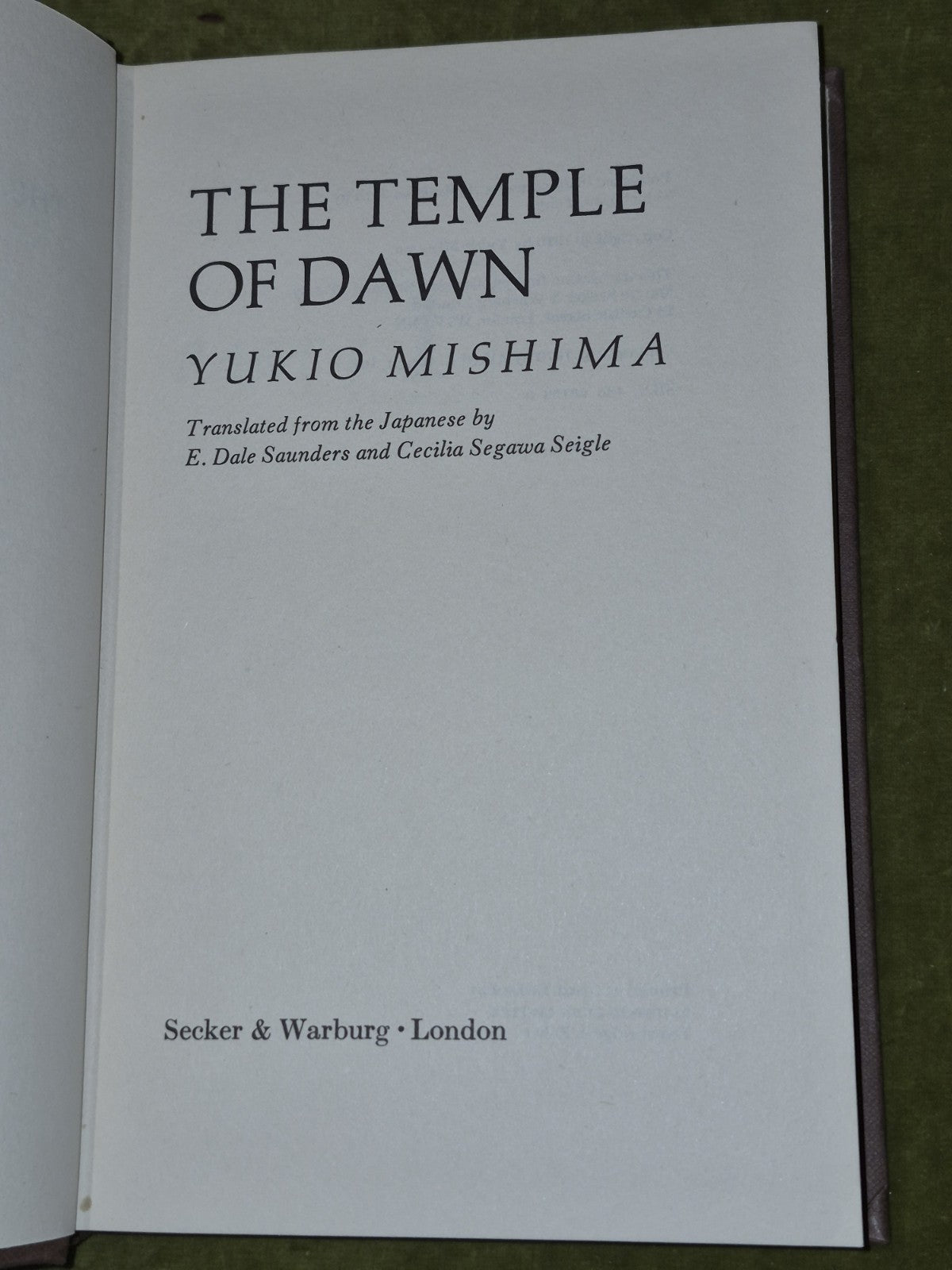 Temple of Dawn (The Sea of Fertility) by Yukio Mishima 1st UK edn hb dj4