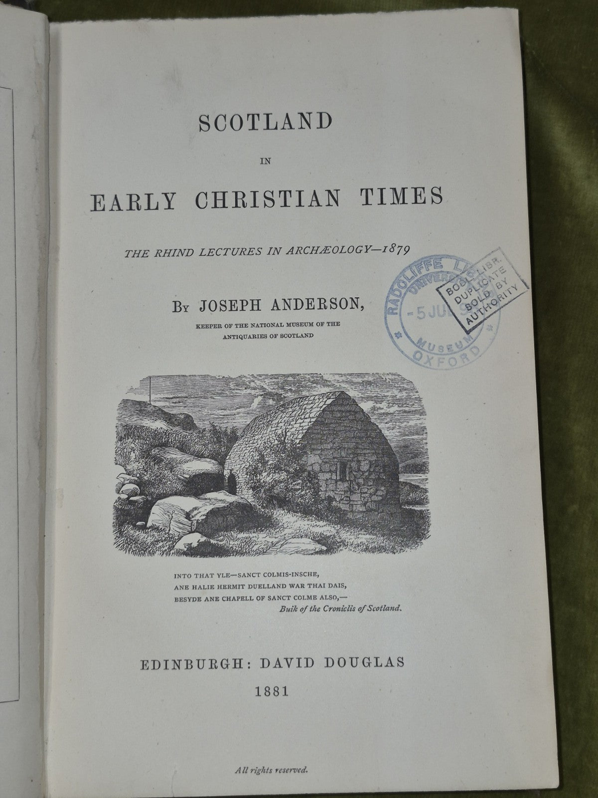 Scotland In Early Christian Time's, Joseph Anderson. 1881 1st Edition Hardcover 5