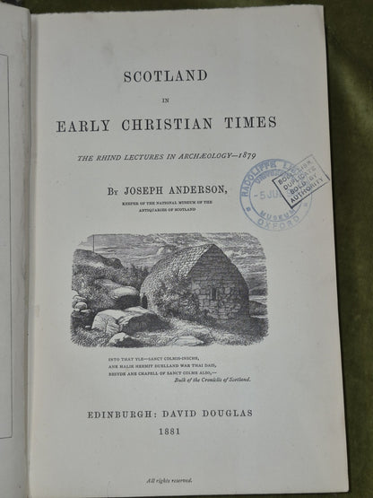 Scotland In Early Christian Time's, Joseph Anderson. 1881 1st Edition Hardcover 5