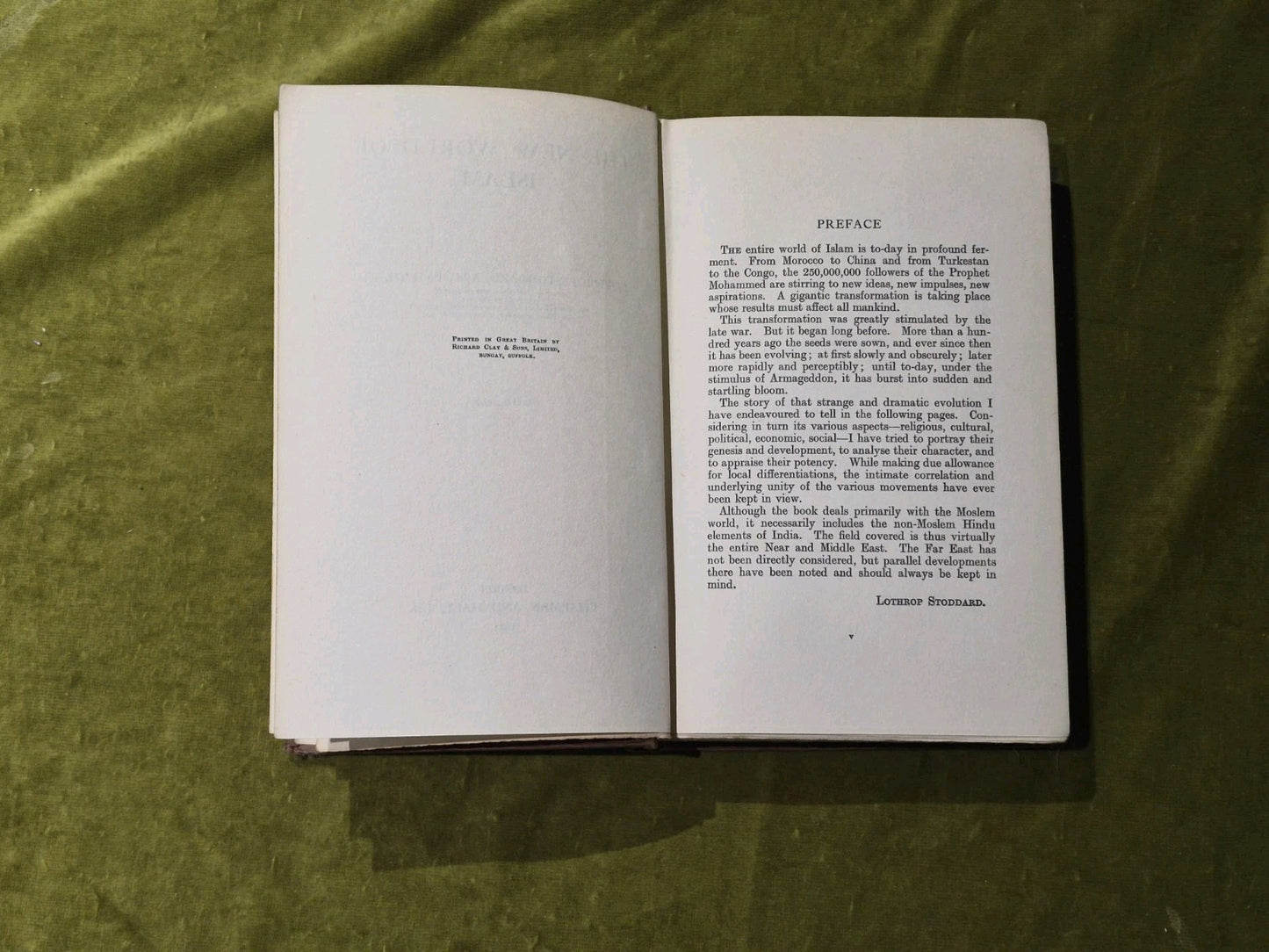 The New World of Islam - Lothorp Stoddard , Chapman & Hall 1st edition 1921 HB6