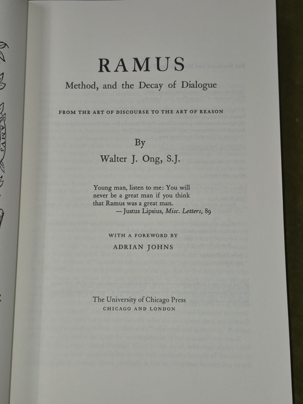 Ramus, Method, and the Decay of Dialogue Walter J. Ong, S. J.3