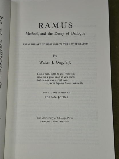 Ramus, Method, and the Decay of Dialogue Walter J. Ong, S. J.3