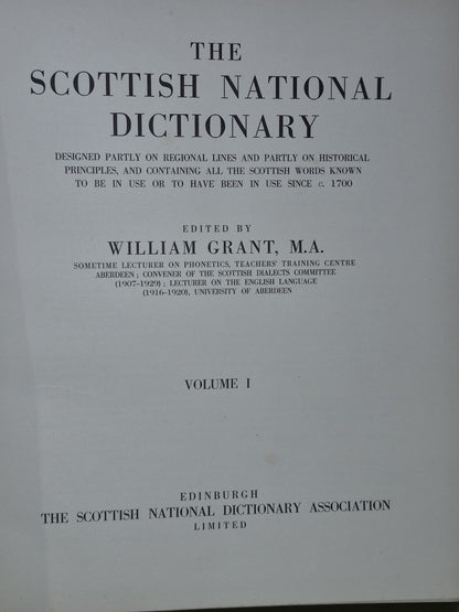 The Scottish National Dictionary (1941) William Grant Volumes 1-10 First Edition6