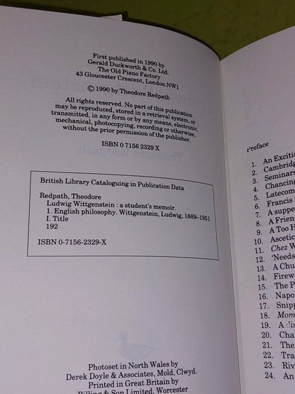 Ludwig Wittgenstein by Theodore Redpath 1st Edition (1990) Hb Book3