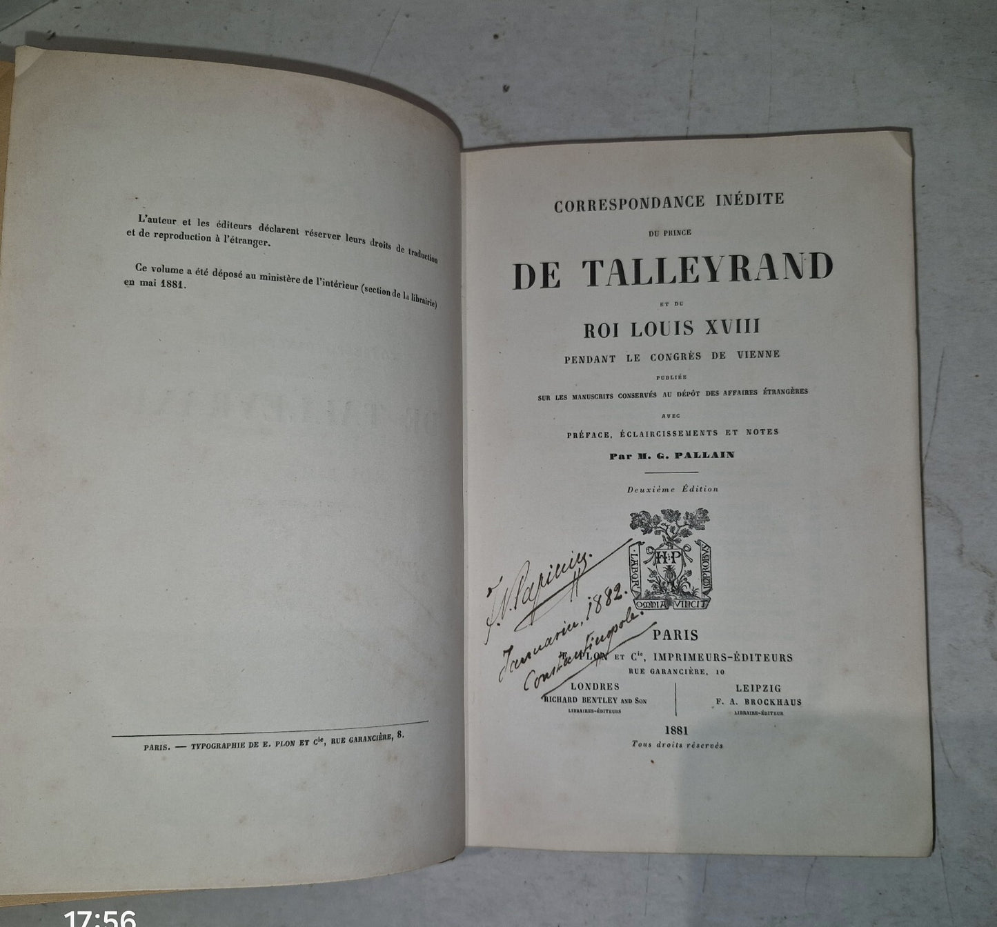 Correspondance Inédite Du Prince de Talleyrand Et Du Roi Louis XVIII M G Pallain4