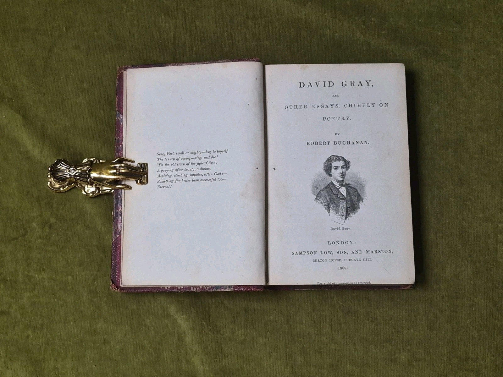 David Gray & Other Essays Chiefly on Poetry - Robert Buchanan , Sampson Low 18685