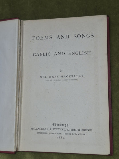 Poems and Songs Gaelic and English Mrs Mary Mackellar 1880 Edinburgh4
