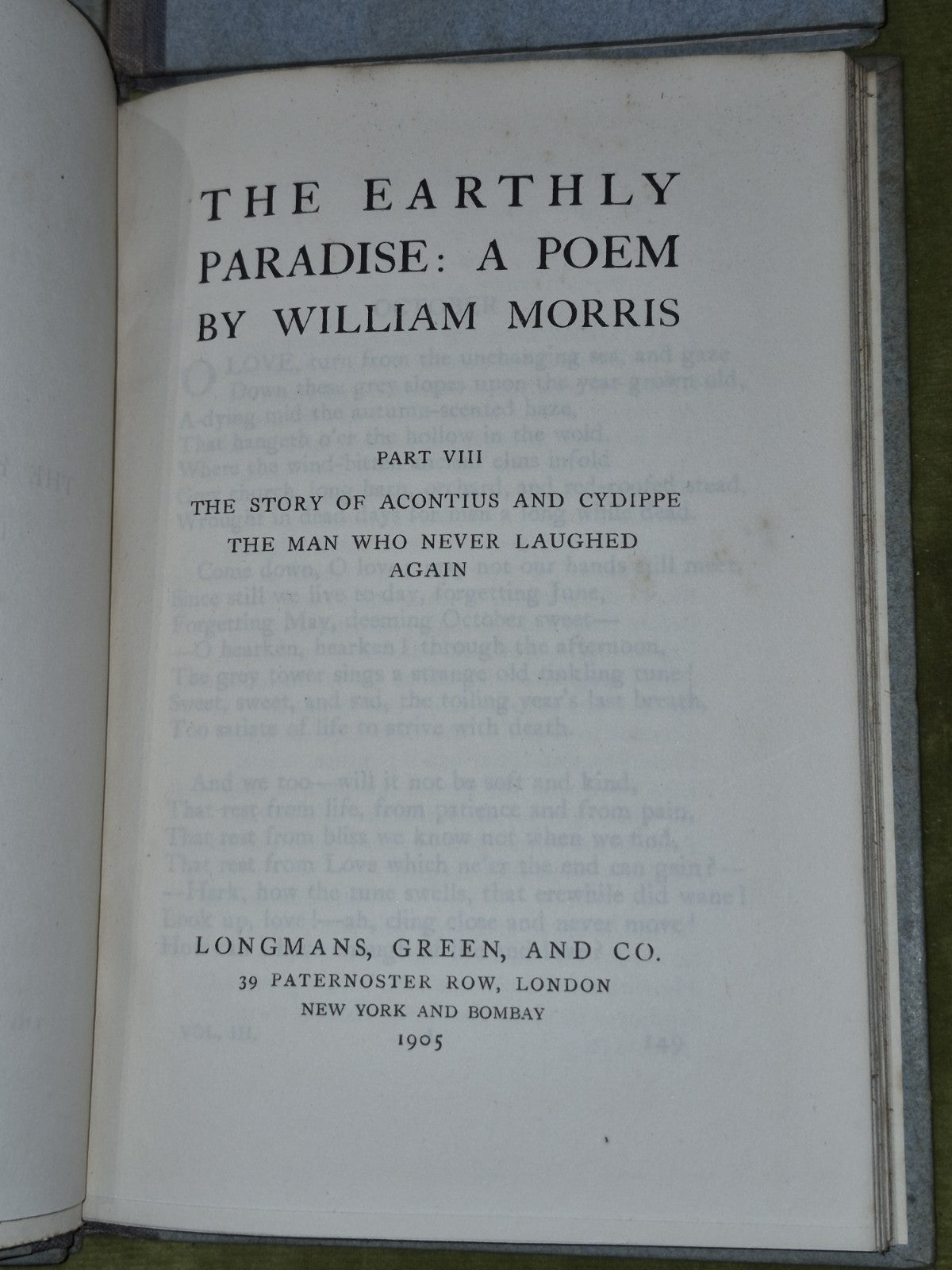 The Earthly Paradise William Morris (5 6 7 8 9 11) 7 of Twelve Volumes 19055