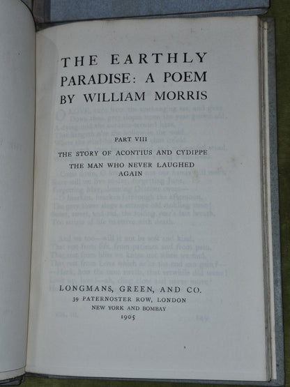 The Earthly Paradise William Morris (5 6 7 8 9 11) 7 of Twelve Volumes 19055