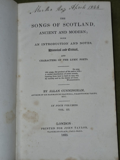 Songs of Scotland Ancient Allan Cunningham First Edition 1825 Complete Set6