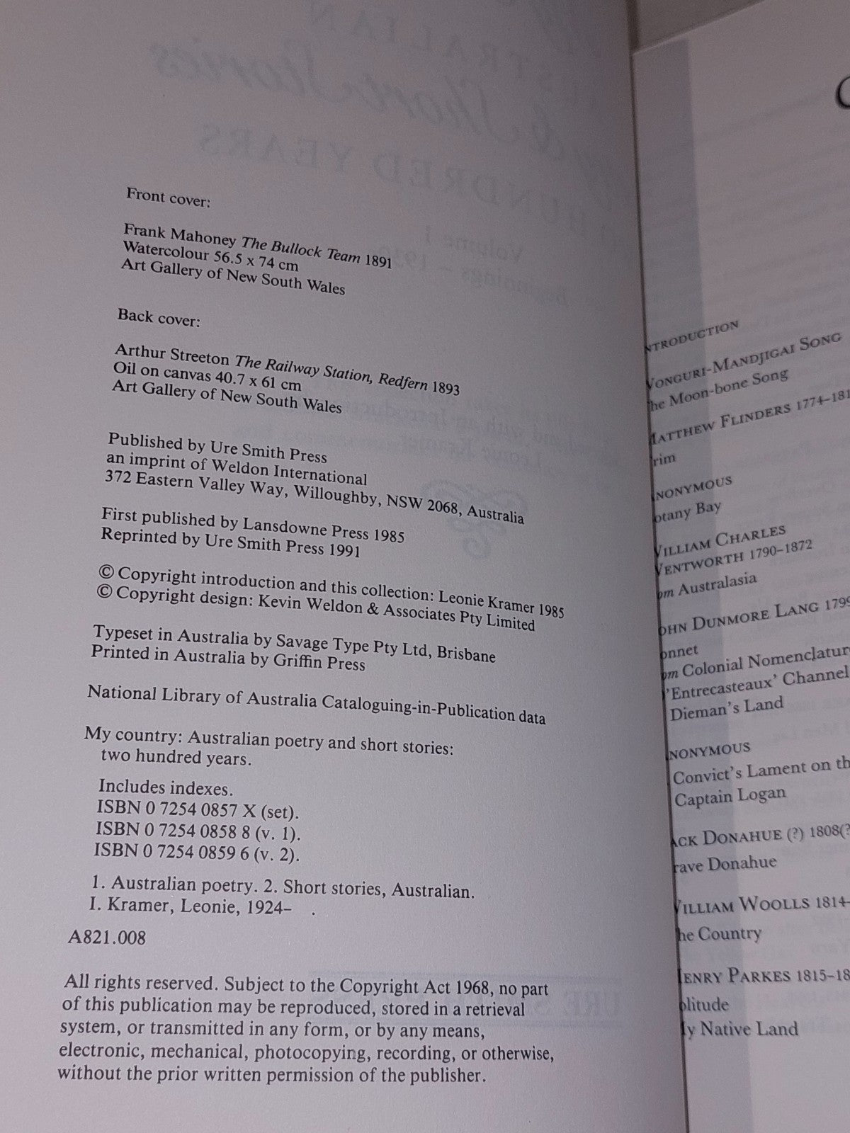 My Country Australian Poetry & Short Stories Two Hundred Years (2 Vol. Set) Hb 5