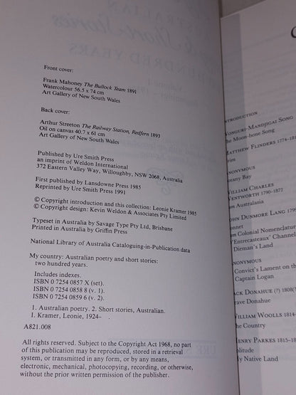 My Country Australian Poetry & Short Stories Two Hundred Years (2 Vol. Set) Hb 5