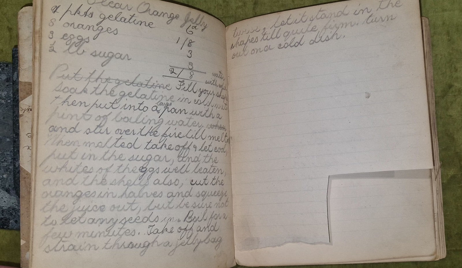 19th Century Handwritten Recipe /Cookery Book, Children's - Dumbarton Circa 185011