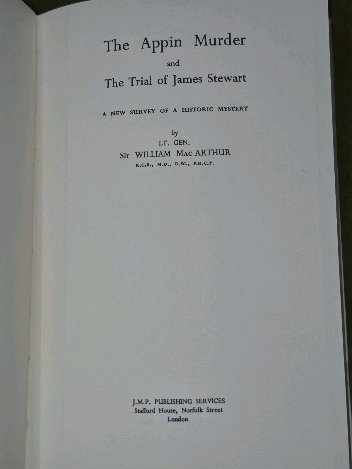 The Appin Murder William MacArthur 1961 Second Impression 3