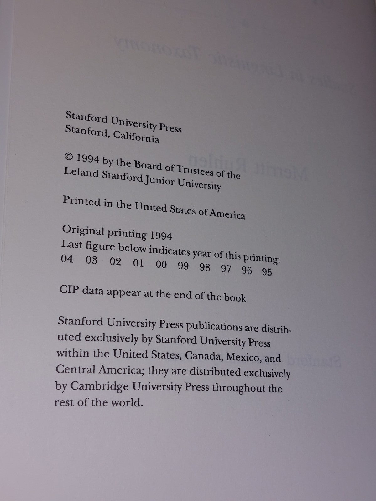 On the Origin of Languages: Studies in Linguistic Taxonomy (1994) Merritt Ruhlen3