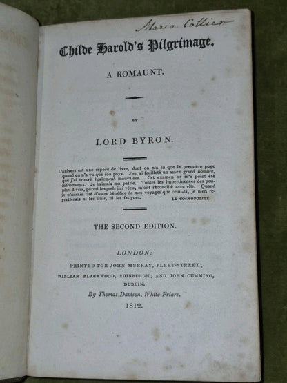 Childe Harold's Pilgrimage Lord Byron 1812 Second Edition John Murray5