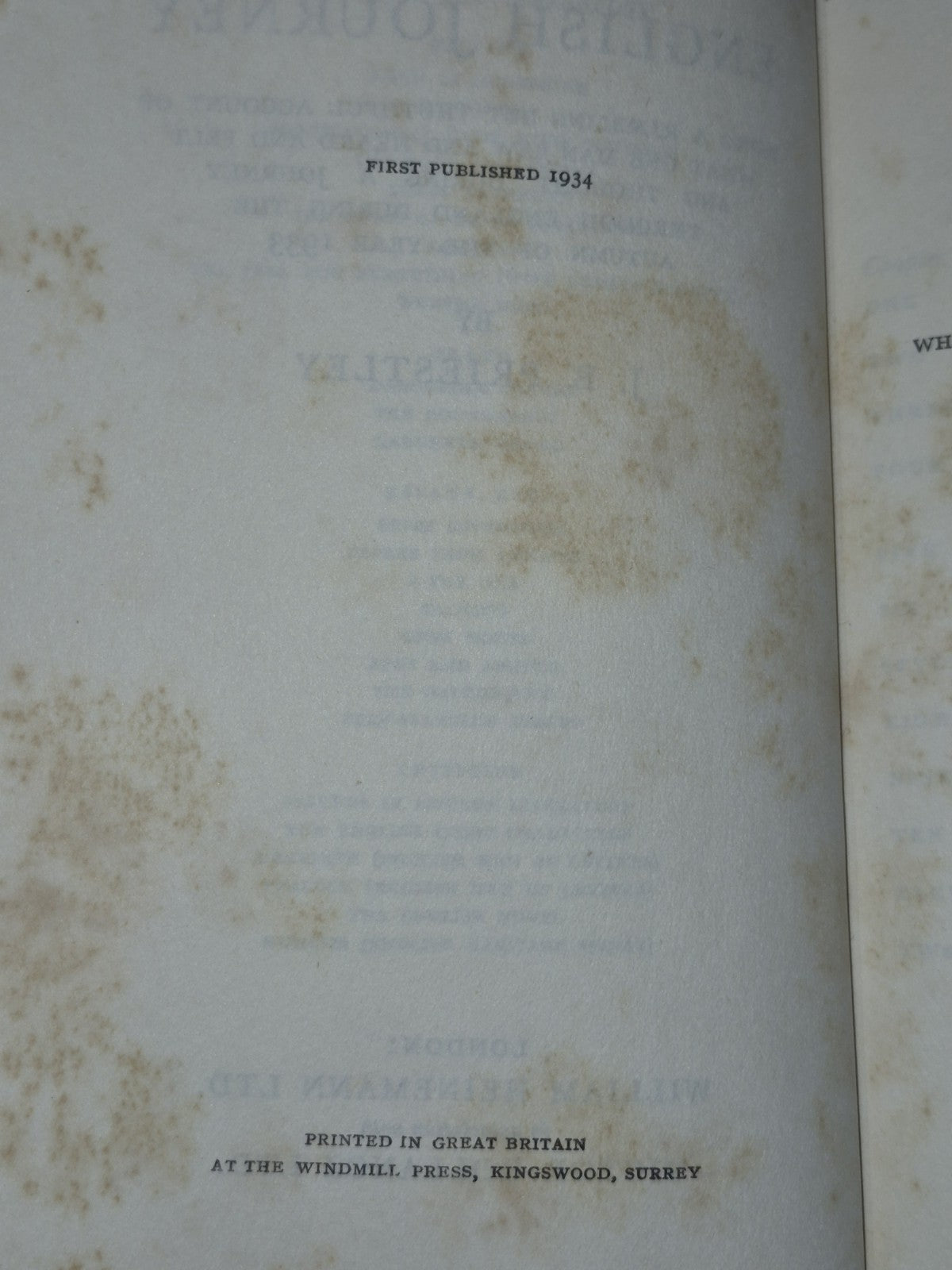 English Journey J B Priestley 1934 First Edition William Heinnemann5