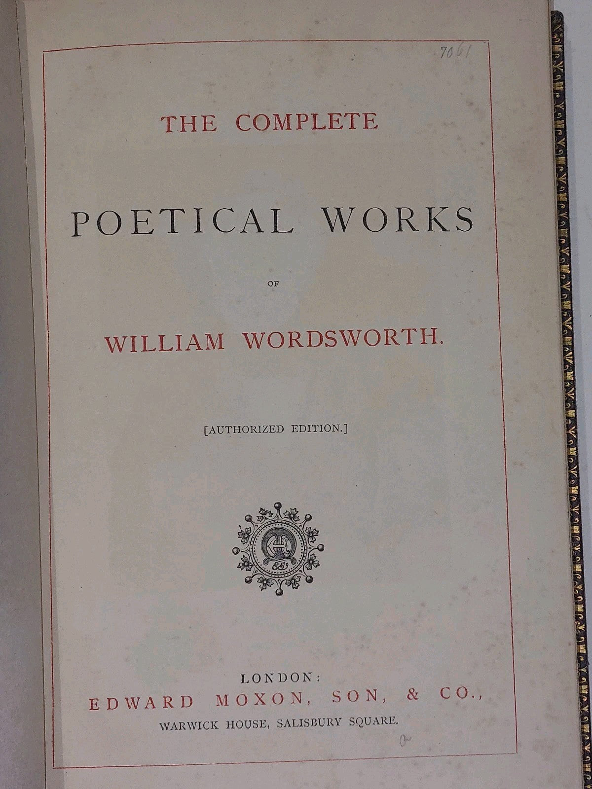 The Poetical Works of William Wordsworth (1858) Edward Moxon, With Provenance 7