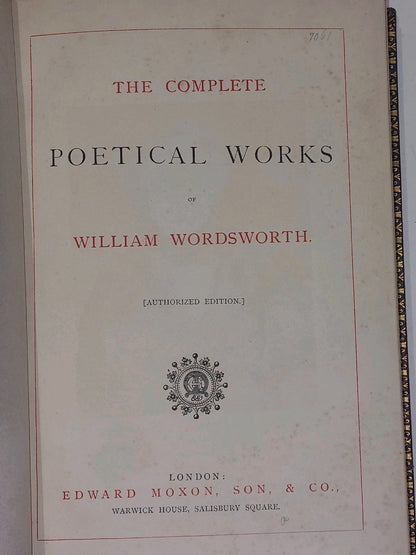 The Poetical Works of William Wordsworth (1858) Edward Moxon, With Provenance 7