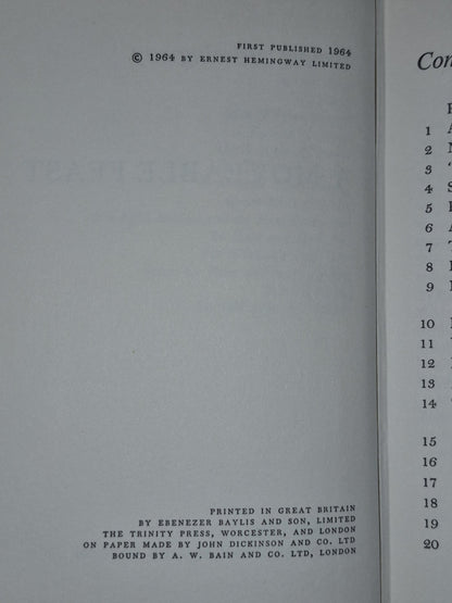 A Moveable Feast Ernest Hemingway First UK Edition 1964 Jonathan Cape6