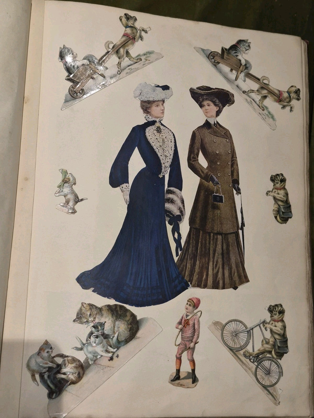Edwardian Scrapbook Louis Wain & Fashion plates Full 80 pages  ephemera 16x11"7