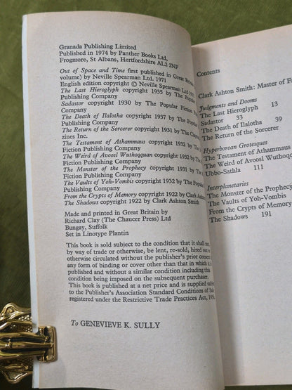 Clark Ashton Smith Out of Space & Time First Edition Panther 19745