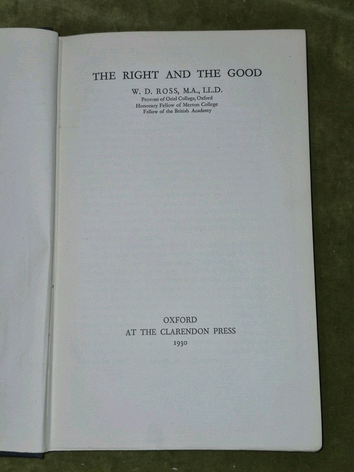 The Right and The Good Ross 1930 Oxford Clarendon First Edition4